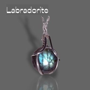 (Sold) Circle Labradorite necklace pendant. 925 sterling silver handmade
